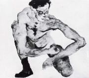 Egon Schiele Squatting male nude with stockings oil painting picture wholesale